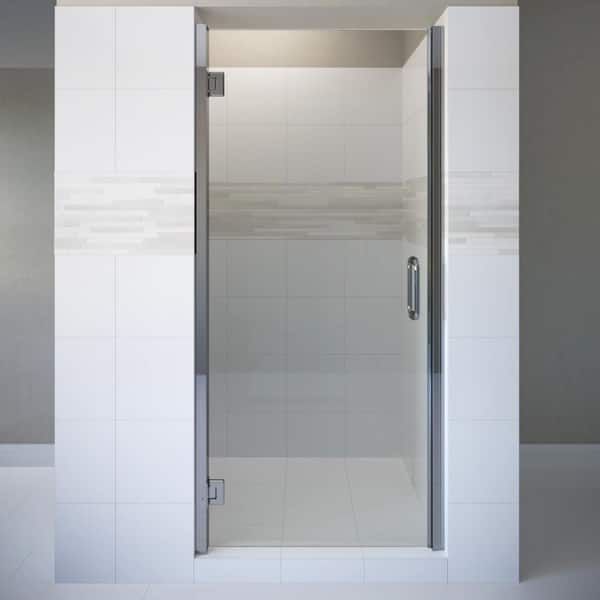 Basco Coppia 30 in. x 76 in. Semi-Frameless Pivot Shower Door in Chrome with Handle