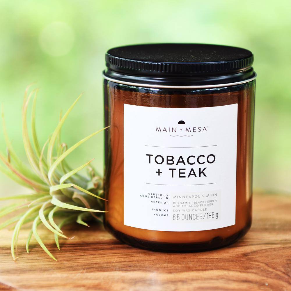 Amber Glass Jar Soy Candle with Lid, 6.5 oz
