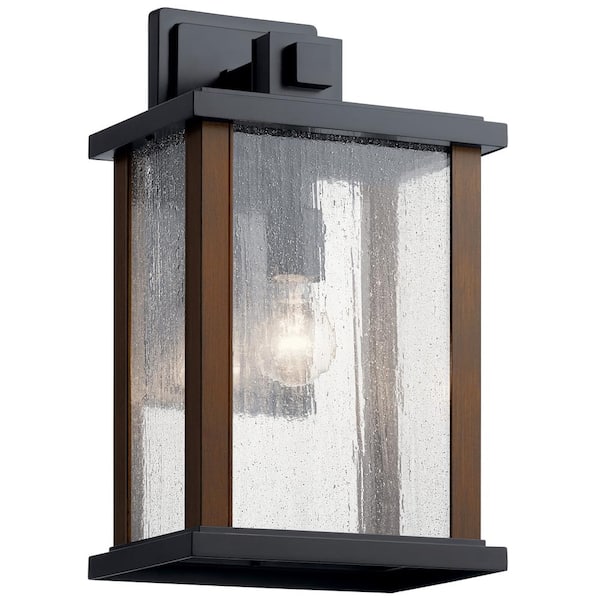 Marimount 17 in. 1-Light Black Outdoor Hardwired Wall Lantern Sconce with No Bulbs Included (1-Pack)