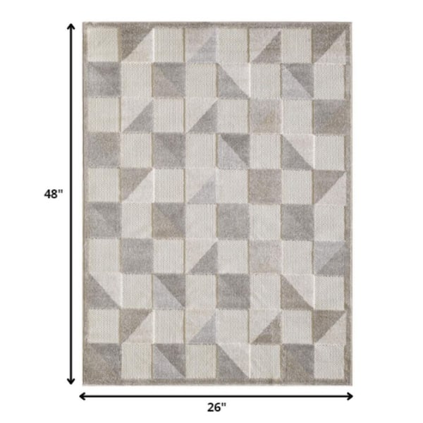 Gray 2 ft. x 4 ft. Woven Polypropylene Rectangle Indoor/Outdoor Area Rug