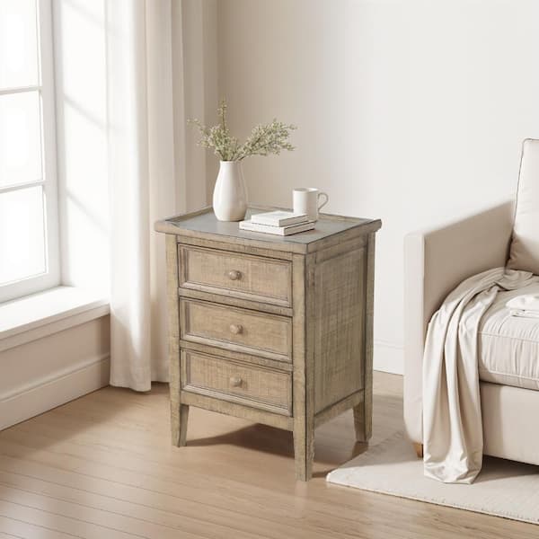 Benjara 19 in. Brown Rectangular Wooden Top End Table