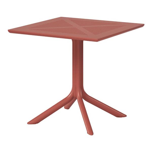 FrondandForm Modern Outdoor Patio Poly Plastic 31.5 in. Square Dining Table in Red