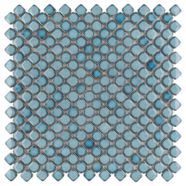 Merola Tile Hudson Diamond Marine 12-3/8 in. x 12-3/8 in. Porcelain Mosaic Tile (10.9 sq. ft./Case)