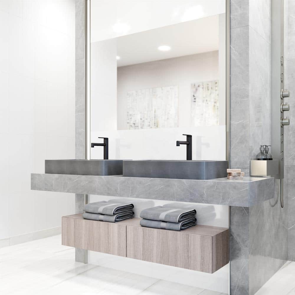 Gray Concrete 23" Rectangular Vessel Bathroom Sink