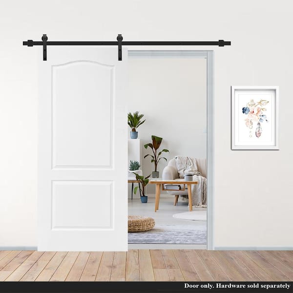 CALHOME 30-in x 80-in White Primed MDF Single Barn Door | PK-2PANEL-CB-30