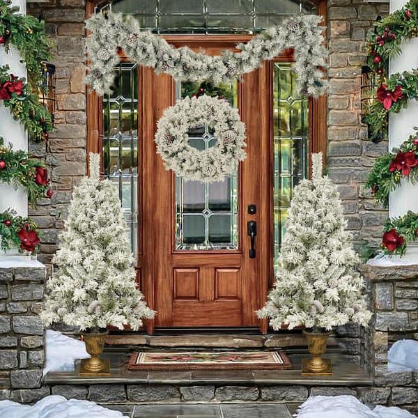 4 ft. Pre-Lit Artificial Christmas Tree Set with Garland, Wreath