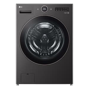 5.0 cu. ft. Stackable Smart Front Load Washer in Black Steel with AI Digital Dial, Steam and TurboWash360