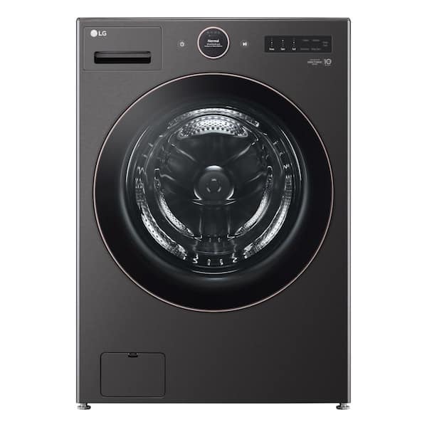 LG 5.0 cu. ft. Stackable Smart Front Load Washer in Black Steel with AI Digital Dial, Steam and TurboWash360