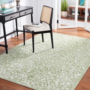 Trace Ivory/Green 3 ft. x 5 ft. Distressed Floral Area Rug