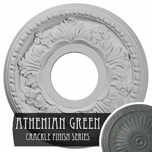 7/8" x 11-7/8" x 11-7/8" Polyurethane Helene Ceiling Medallion, Athenian Green Crackle
