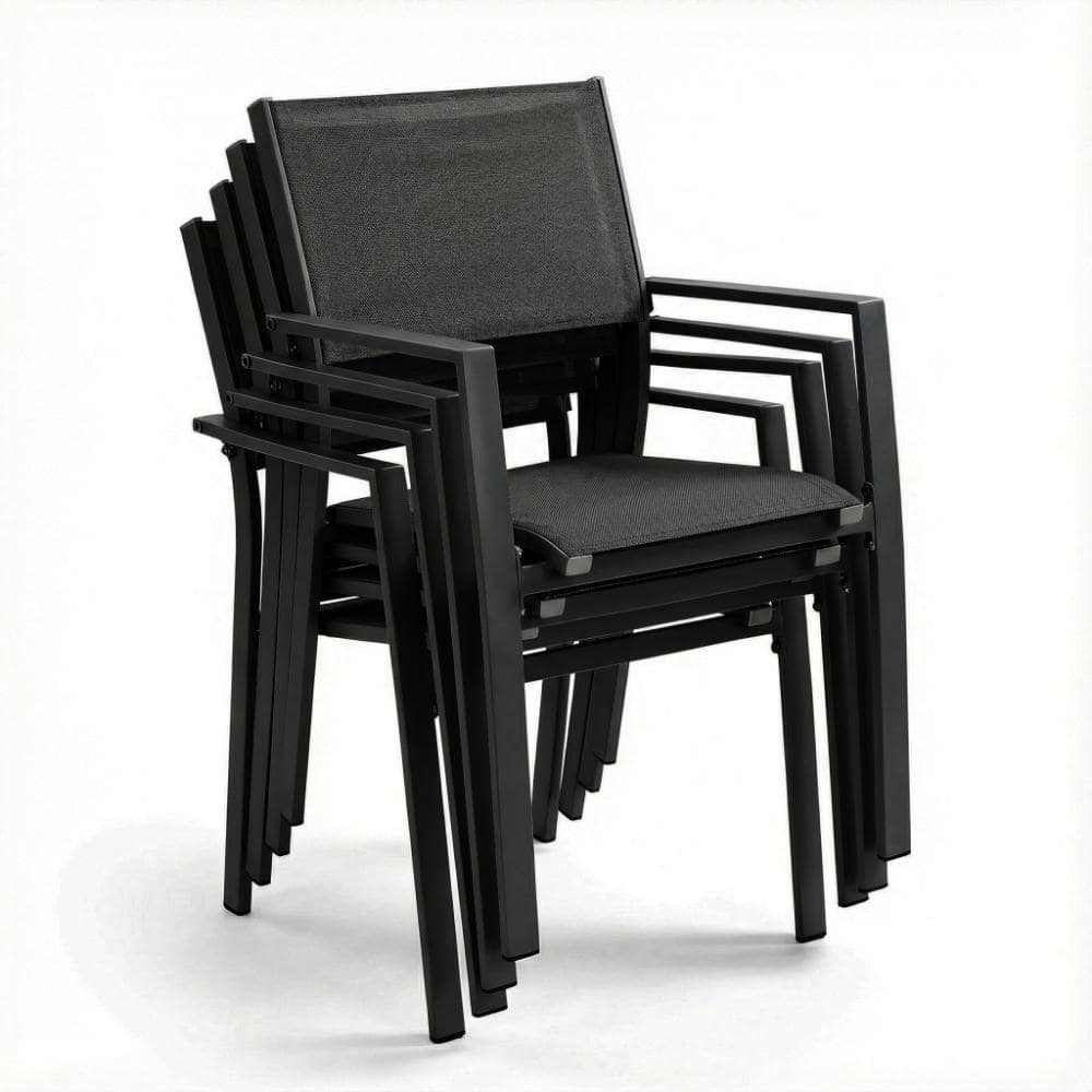 4-Piece Aluminum Breathable Textilene Stackable Patio Outdoor Dining Chairs, Black price history on PriceWatchPro