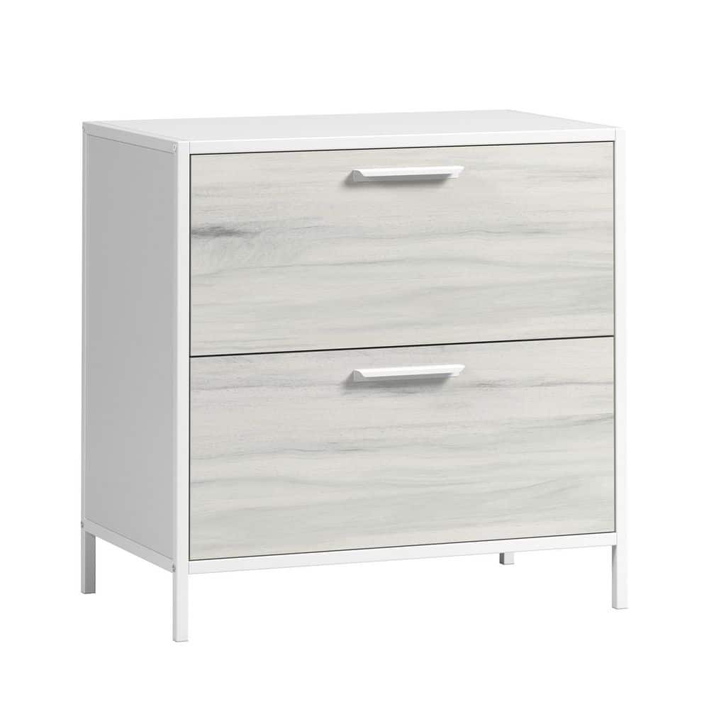 SAUDER Boulevard Cafe White Lateral File Cabinet with Metal Frame
