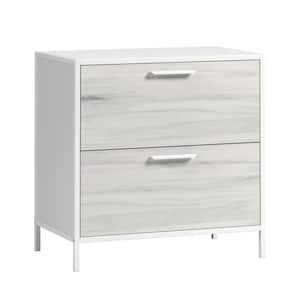 Boulevard Cafe White Lateral File Cabinet with Metal Frame