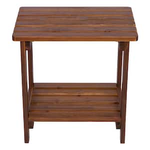 20 in. Tall Oak Rectangular Wood Outdoor Side Table