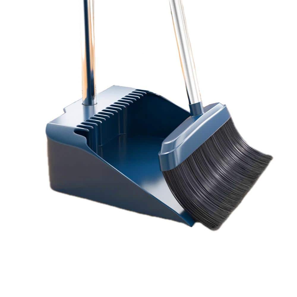 Wellco 33.3 in. Biue Stand Up Broom and Dustpan Set BDS33310606B The Home Depot