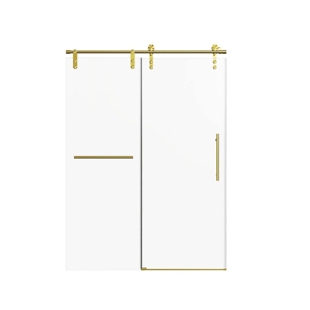50-54 in. W x 76 in. H Frameless Single Sliding Shower Door in Brushed Gold with 5/16 in. Tempered Glass and Towel Rail price history on PriceWatchPro