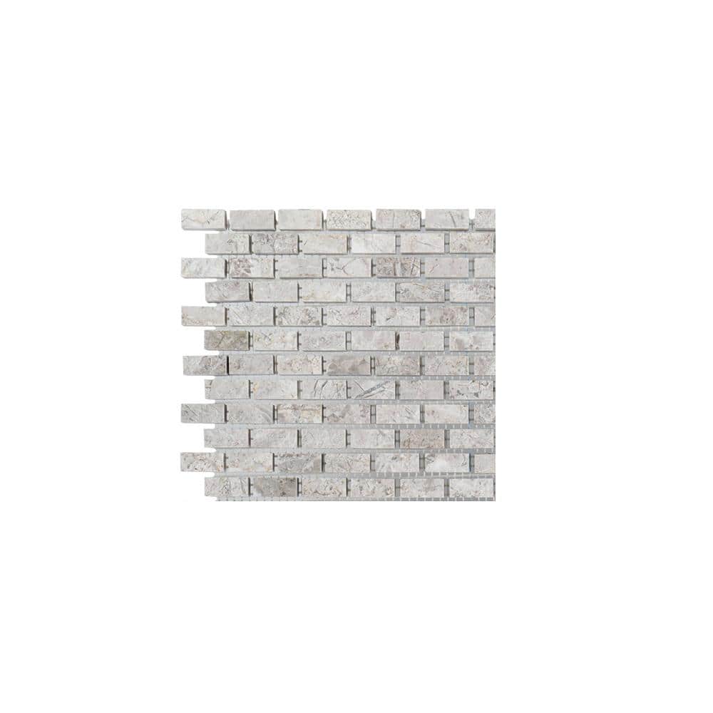 Take Home Tile Sample - Stormy Knight Grey 4.5 in. x 4.5 in. Interlocking Polished Marble Stone Mosaic price history on PriceWatchPro