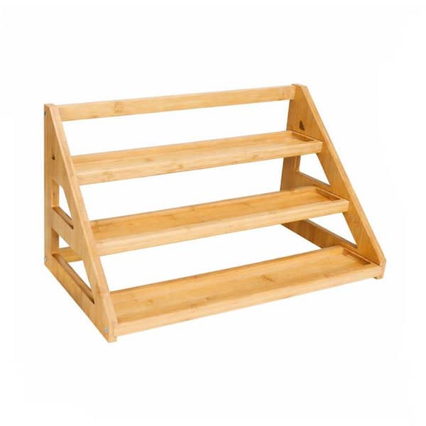 JFVKAF Natural Bamboo Countertop Spice Organizer Three-Tier Drawer ...