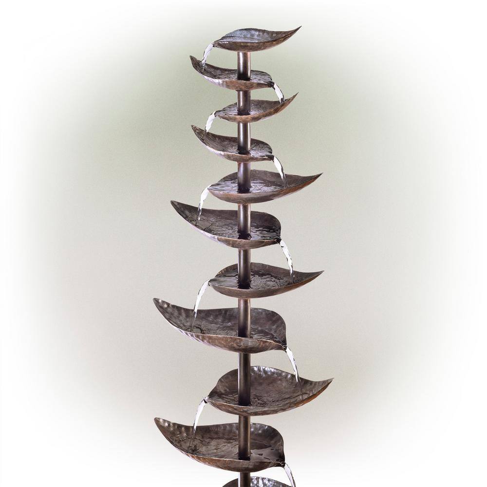 Alpine Bronze 70" Tiered Iron Leaf Fountain