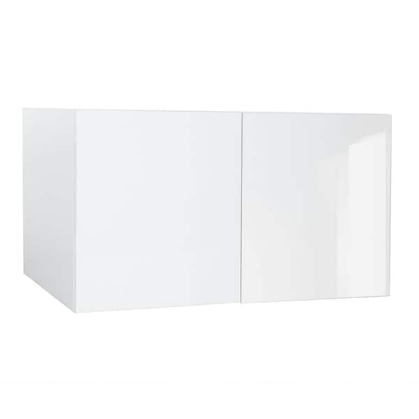Cambridge Quick Assemble Modern Style, White Gloss 33 x 15 in. Wall Bridge Kitchen Cabinet (33 in. W x 12 in. D x 15 in. H)
