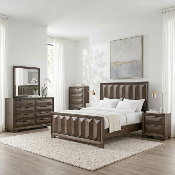 Pinnete 6-Piece Espresso Wood Queen Bedroom Set