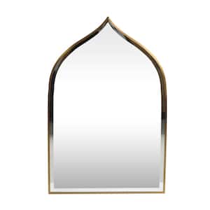 Delliah 36.25 in. x 24 in. Modern Novelty Framed Brushed Brass Accent Mirror