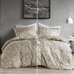 Maca 2-Piece Taupe Solid Color Microfiber Twin/Twin XL Duvet Cover Set