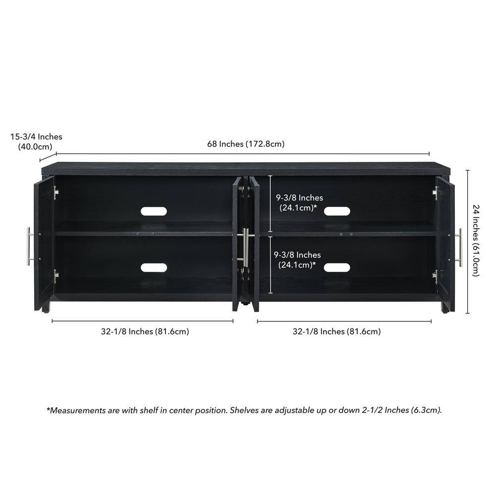 Transitional Black Grain MDF TV Stand with Enclosed Cabinets
