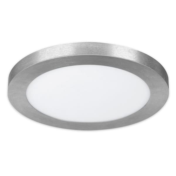 Feit Electric 11 in. Dimmable Nickel Integrated Color Selectable LED Edge-Lit Round Flat Panel Ceiling Flushmount