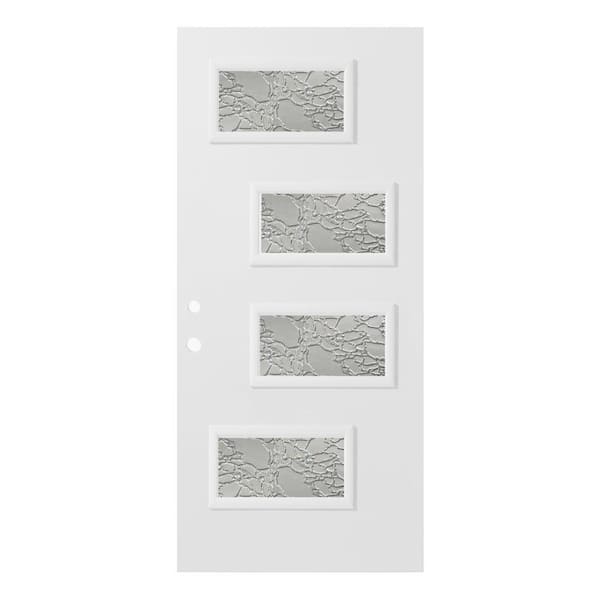 Stanley Doors 32 in. x 80 in. Beatrice Delta Satin 4 Lite Painted White Right-Hand Inswing Steel Prehung Front Door