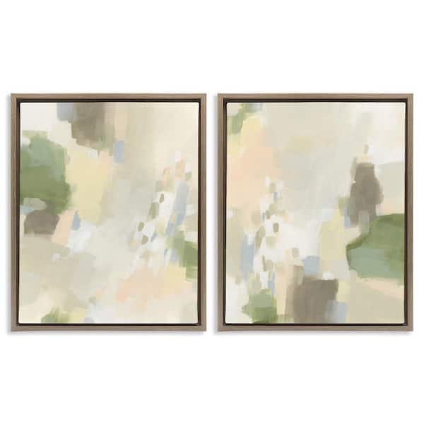 Stupell Industries Beige Abstract with Speckles by June Erica Vess 2 Pieces Brown Floater Frame Abstract Graphic Art Print 31 in. x 25 in.