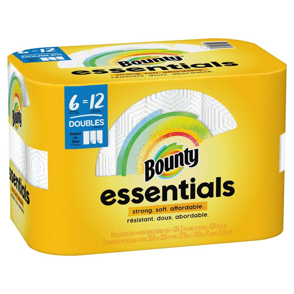 Bounty Essentials, White, Select-a-Size Paper Towel Roll (6 Double Rolls)  003700049073 - The Home Depot
