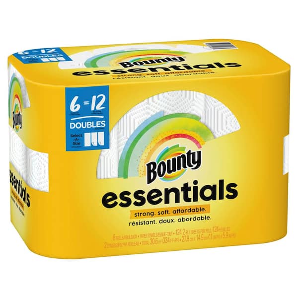 Bounty Essentials, White, Select-a-Size Paper Towel Roll (6 Double Rolls)