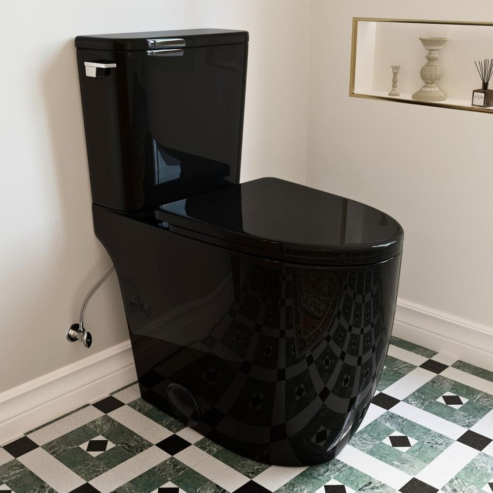 Los Flexi 21 in. Extra Tall Toilet 2-Piece, Glossy Black, 1.28 GPF