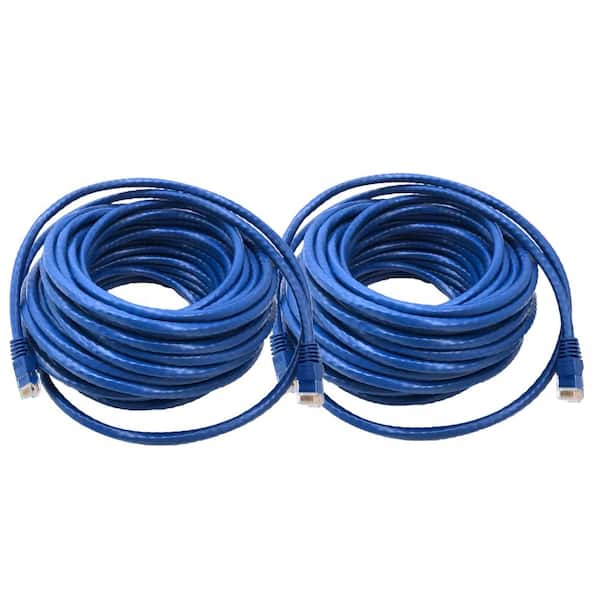 Micro Connectors, Inc 50 ft. Cat 6 UTP RJ45 Patch Cable-Blue (2-Pack)