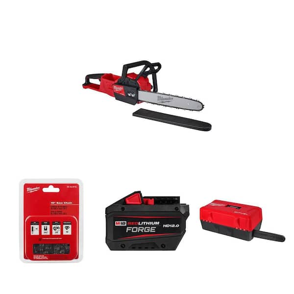 M18 FUEL 16 in. 18V Chainsaw, 16 in. Chain, 12.0 Ah Battery and Carrying Case Combo