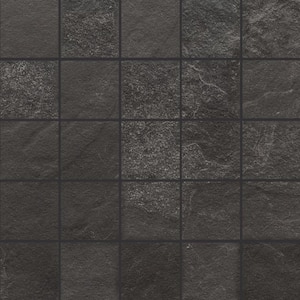 Sediment Slate Black 12 in. x 12 in. Square Matte Porcelain Floor and Wall Mosaic Tile (5 sq. ft./Case)