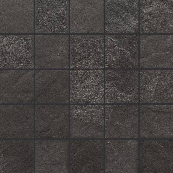Florida Tile Home Collection Sediment Slate Black 12 in. x 12 in. Square Matte Porcelain Floor and Wall Mosaic Tile (5 sq. ft. /Case)