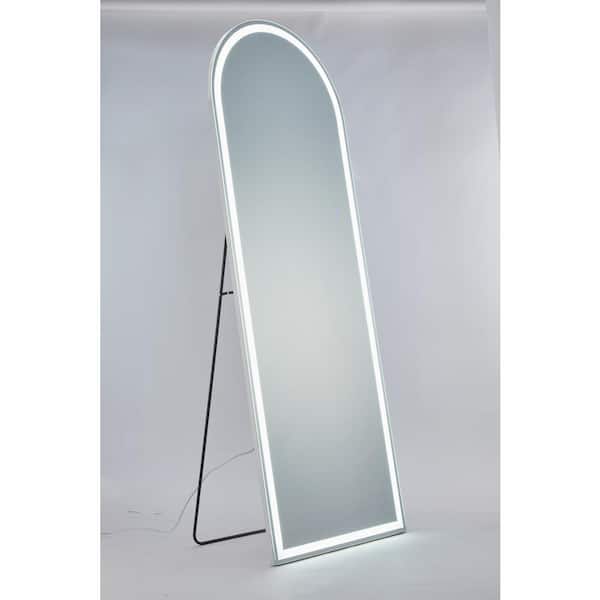 LCEPURE TRADE INC 3-Color Lighting Rectangular Mirror with LED Lights, 63 in. H x 20 in. W Lighted Floor Standing Mirror with Stand