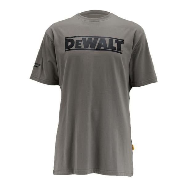 Men's Large Charcoal Cotton Polyester Short Sleeve Tee Shirt with Logo