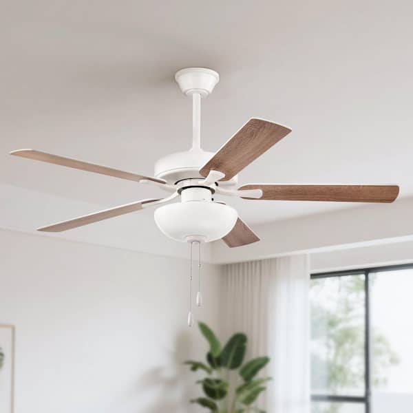 Edvivi 52 in. Indoor White 5-Blade Farmhouse Reversible Ceiling