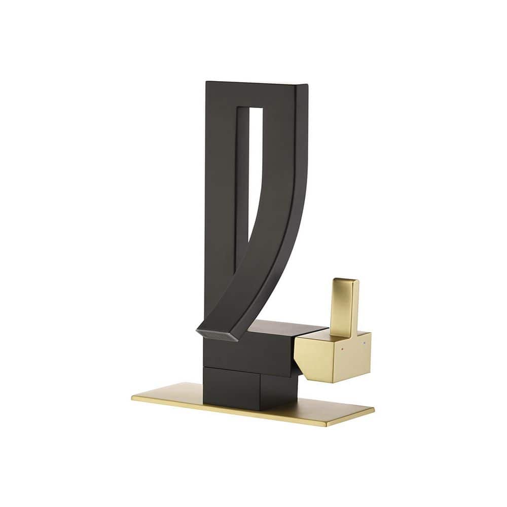 Modern Unique Single Handle Single Hole Bathroom Sink Faucet in Brushed Gold and Black price history on PriceWatchPro