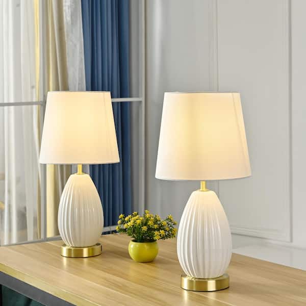 CACI Mall 18 in. Modern White Ceramic/Iron Table Lamp for Living