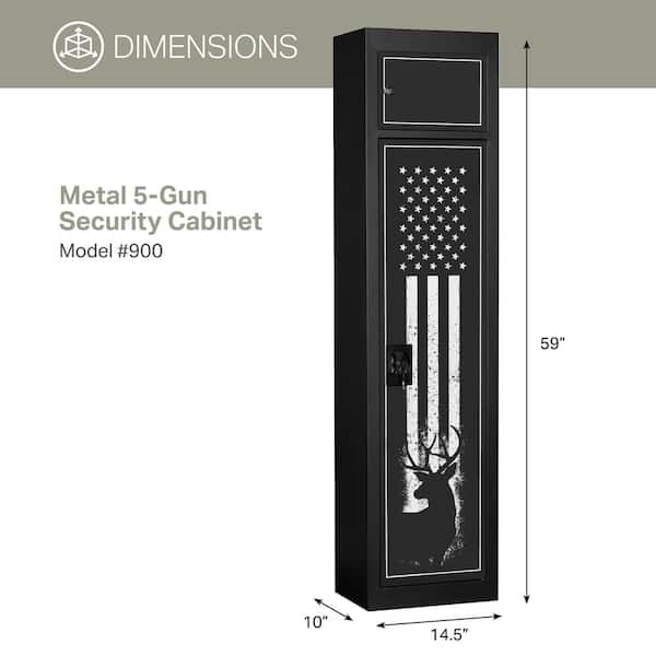 American Furniture Classics 5-Gun Metal Key Lock Gun Cabinet with