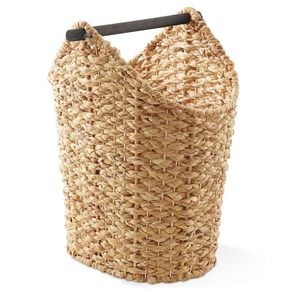 Casafield Brown Natural 14.5 in. x 16 in. Wicker Hyacinth Decorative Basket for Toilet Paper Storage with Roll Holder