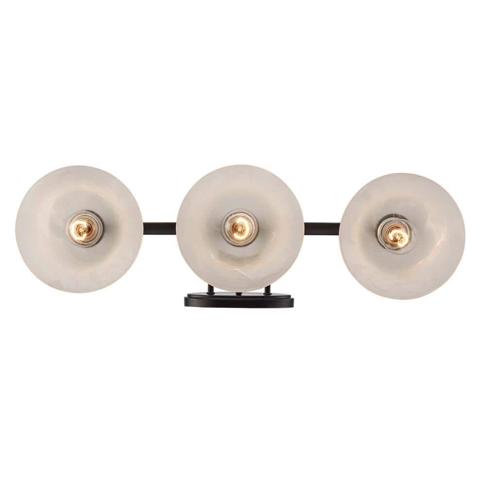 Hollyslope 26" Bronze Three-Light Vanity Bar with Marbleized Glass