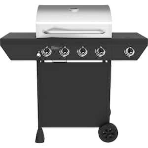 Nexgrill 4-Burner Propane Gas Grill with Side Burner and Stainless Steel Main Lid (Black)