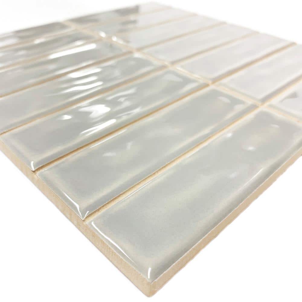 Lineas 8"x 8" White Glossy Ceramic Wall Tile