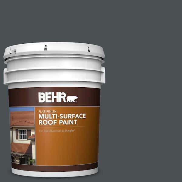 BEHR 5 gal. #PPU26-01 Satin Black Flat Multi-Surface Exterior Roof Paint