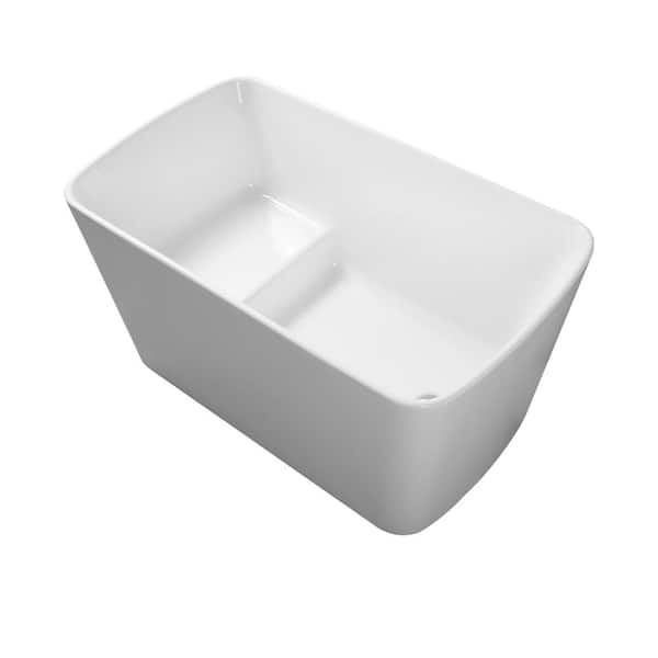 49 in. L x 28 in. W White Acrylic Freestanding Soaking Bathtub with Chrome Overflow&Drain, cUPC Certified